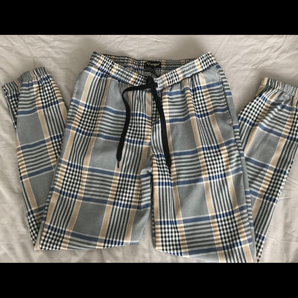 Plaid drawstring pants